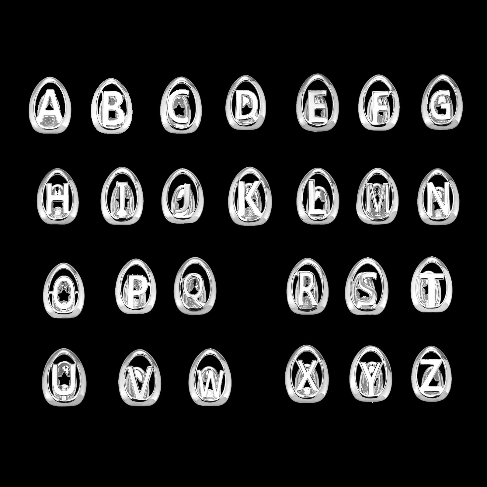 Vintage Fashion Words - YOUNGX 26 Initial Letters Hollow Teeth