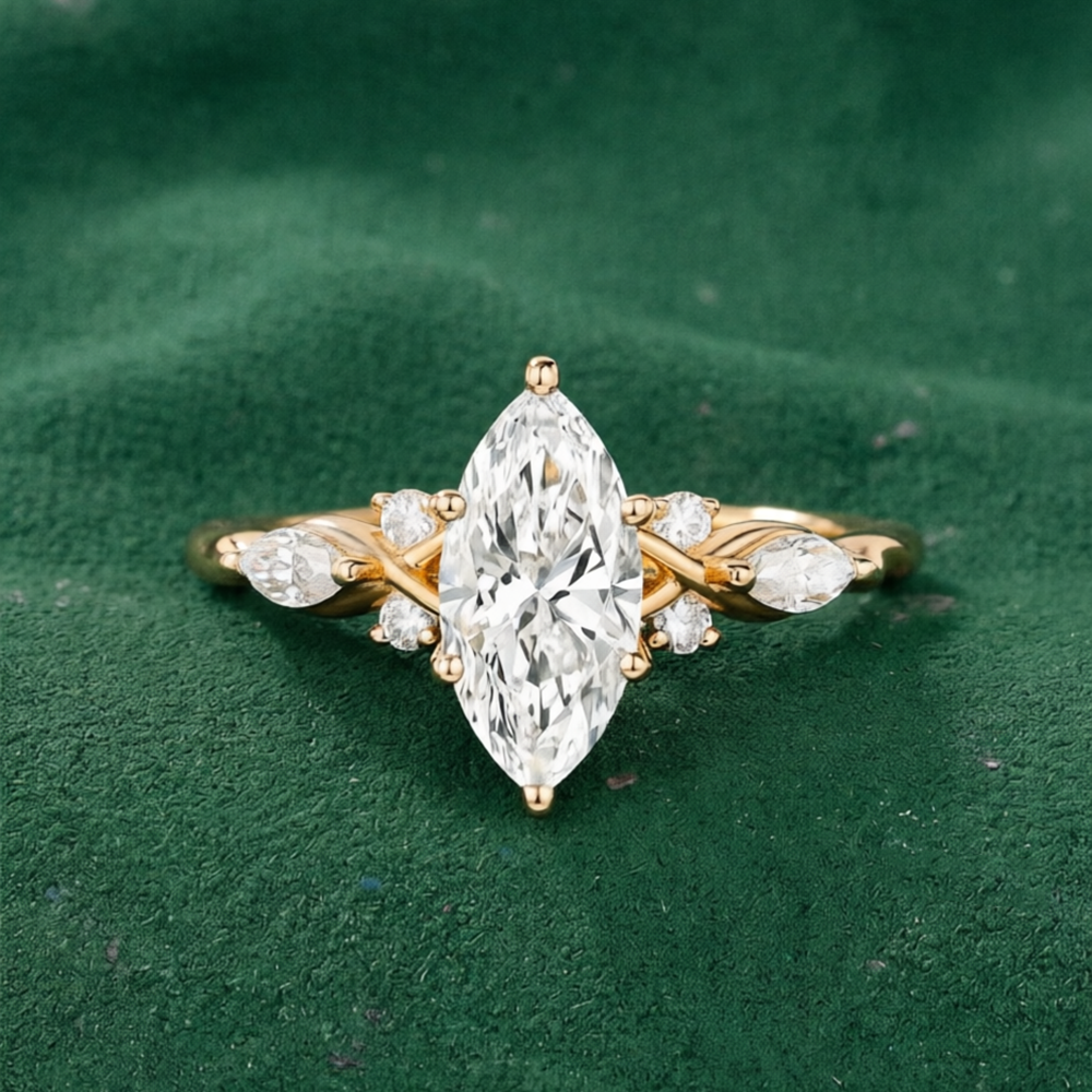 Vintage Fashion Rings For Women - CxsJeremy Marquise Cut 1ct Lab Grown