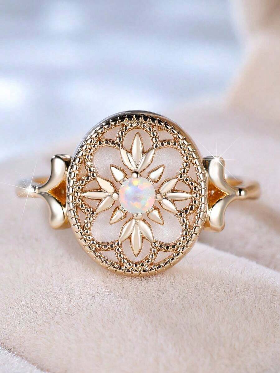 Vintage Floral White Agate Rou - Vintage Fashion Center recension och pris