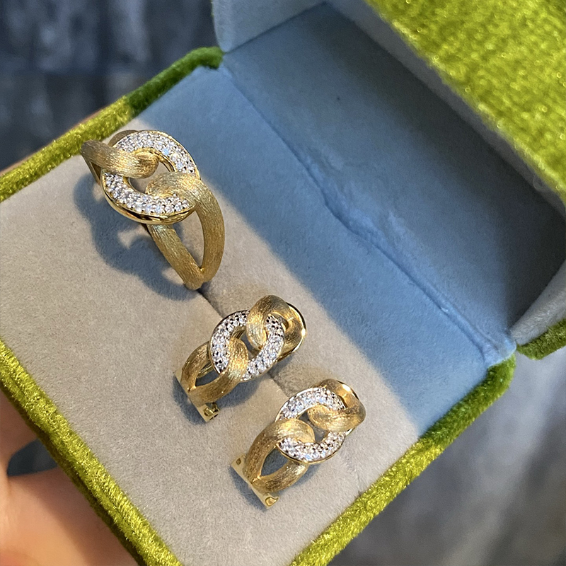 Aazuo 18K Yellow Gold Real Dia - Vintage Fashion Rings For Women recension och pris