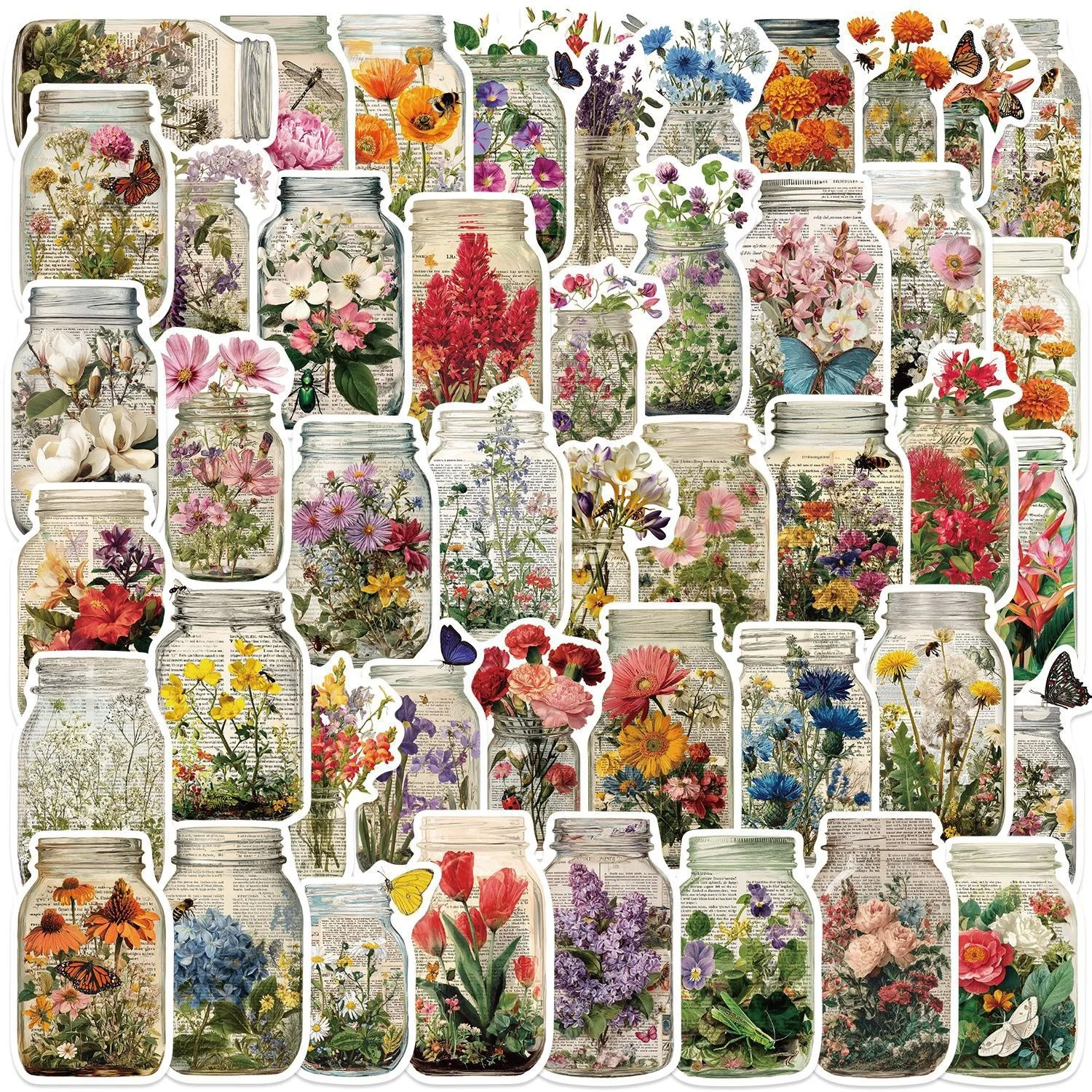 50pcs Vintage Bottle Flower St - Vintage Fashion Magazine recension och pris