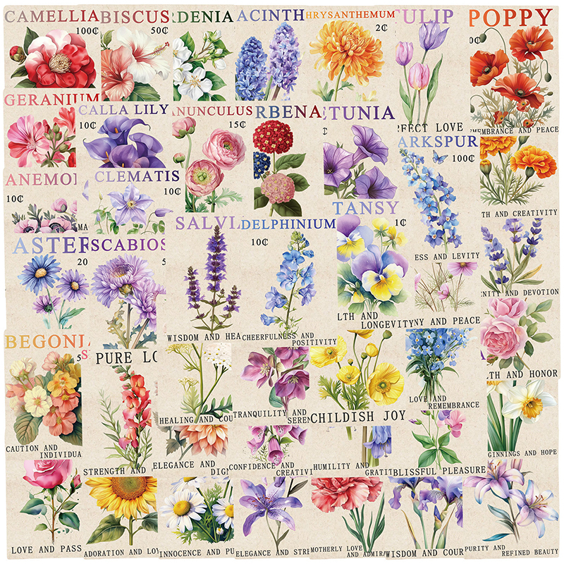 50PCS Vintage Flower Postage S - Vintage Fashion Magazine recension och pris