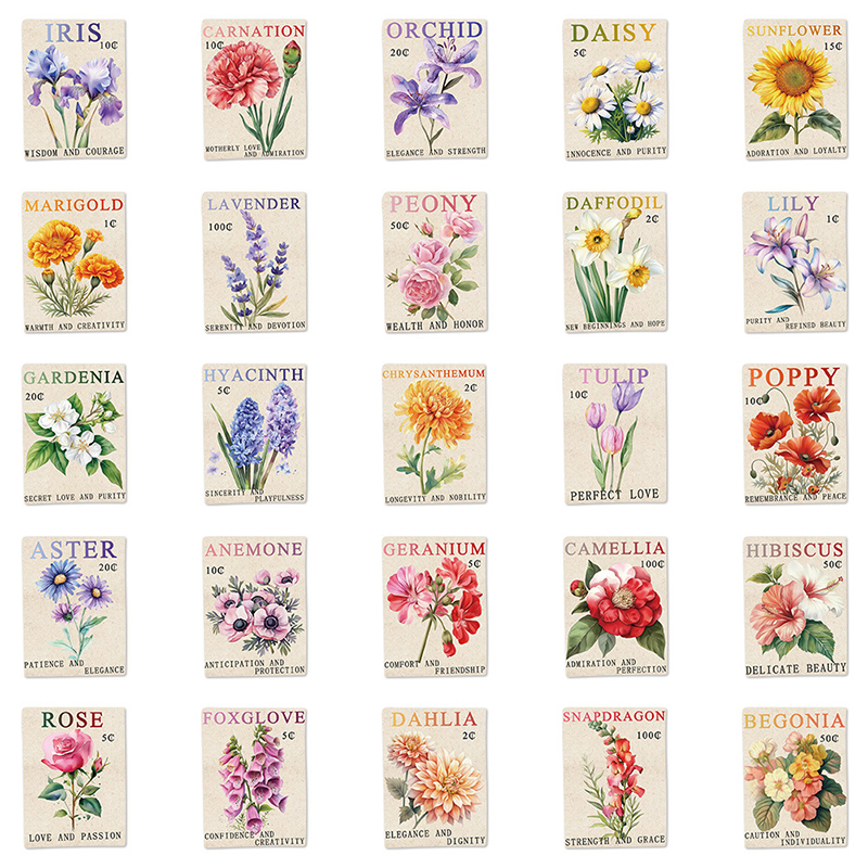 50PCS Vintage Flower Postage S - Vintage Fashion Magazine recension och pris