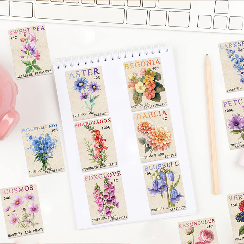 50PCS Vintage Flower Postage S - Vintage Fashion Magazine recension och pris