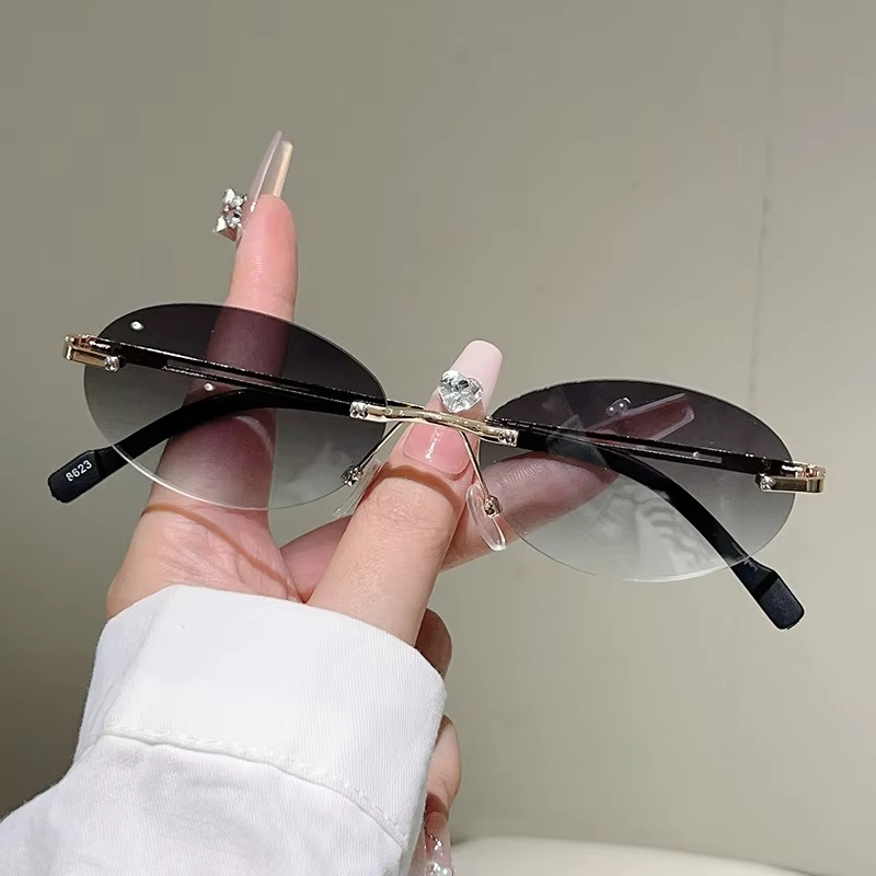 Rimless Oval Sunglasses Pink G - Vintage Fashion Definition recension och pris