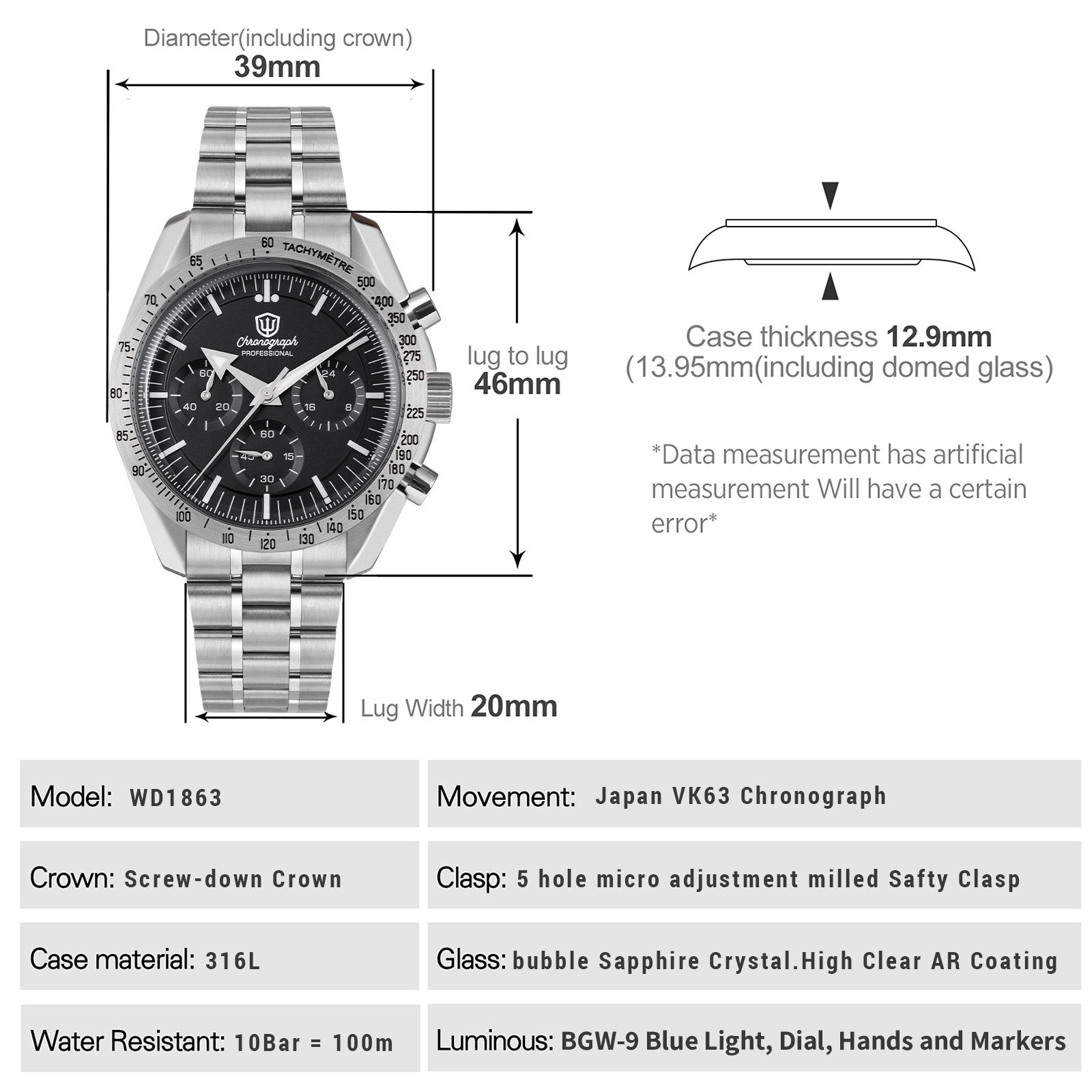 Watchdives WD1863 Mechanical Q - Vintage Fashion Japan recension och pris