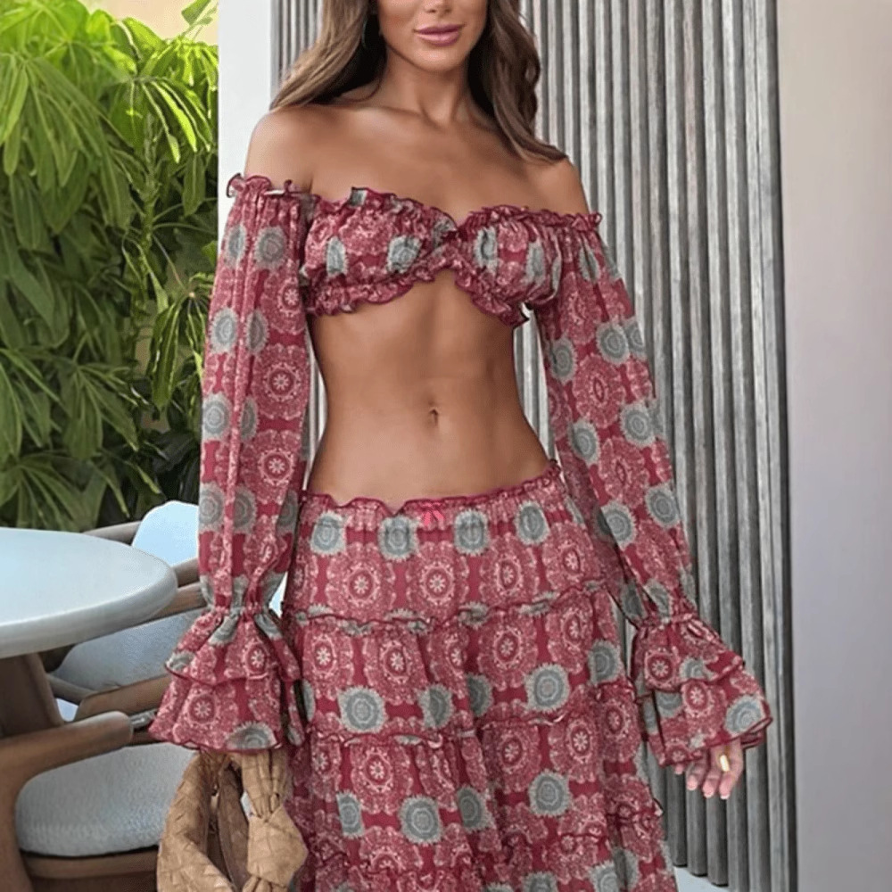 Vintage Print Skirt Two Piece  - Vintage Fashion Pieces recension och pris