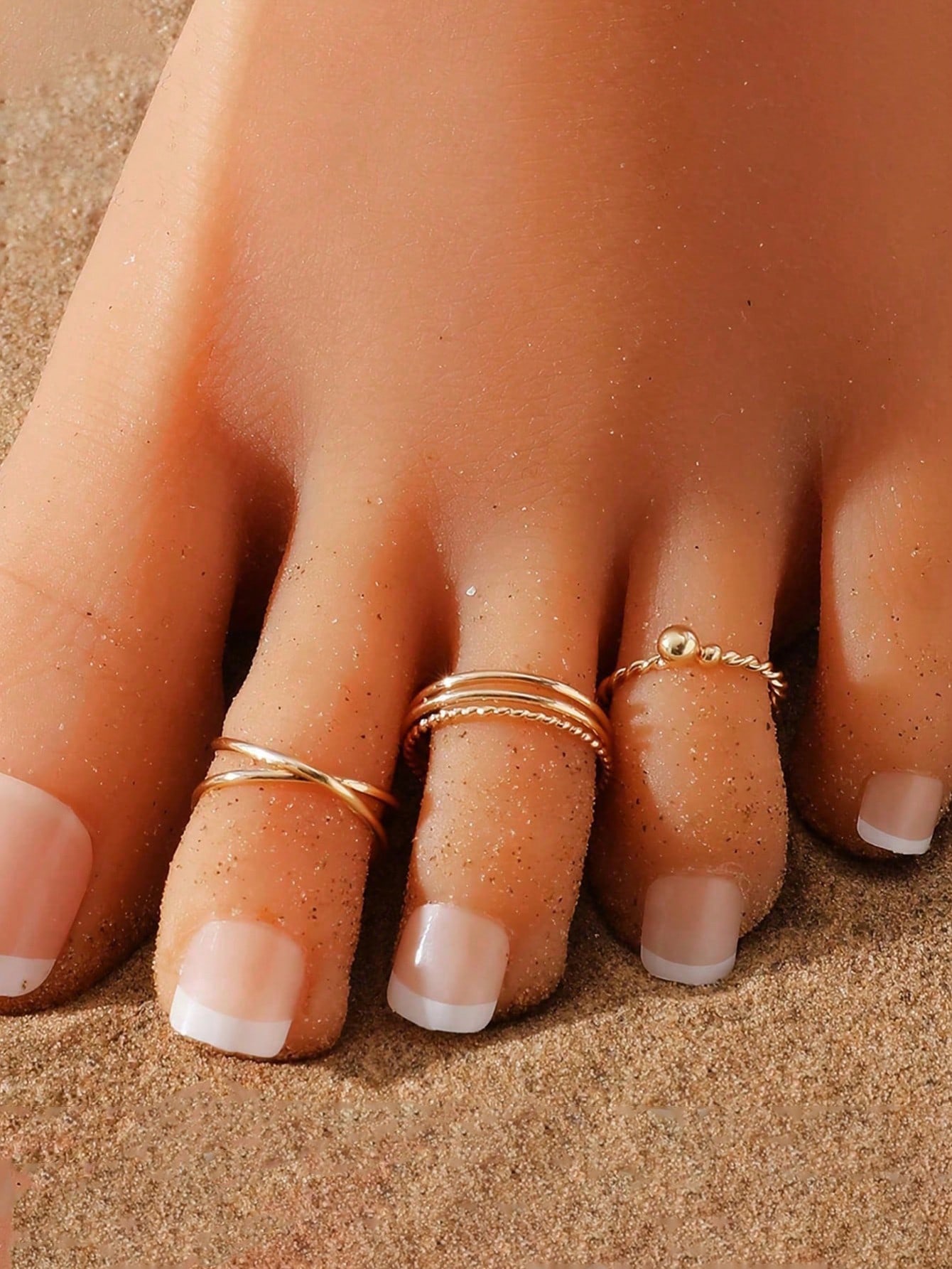 Delicate Golden Toe Rings Set  - Vintage Fashion Rings For Women recension och pris